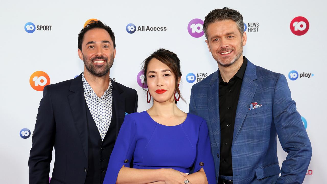 New MasterChef judges Andy Allen, Melissa Leong and Jock Zonfrillo at the Channel 10 programming launch. Picture by Damian Shaw