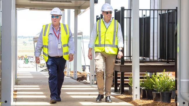 Wagner Corp chairman John Wagner and Deputy Premier Steven Miles at Wellcamp in December 2021. Picture: Nev Madsen