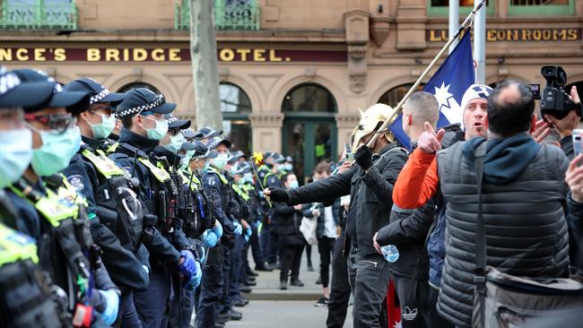 World Wide Rally for Freedom through Melbourne city. Picture Rebecca Michael.