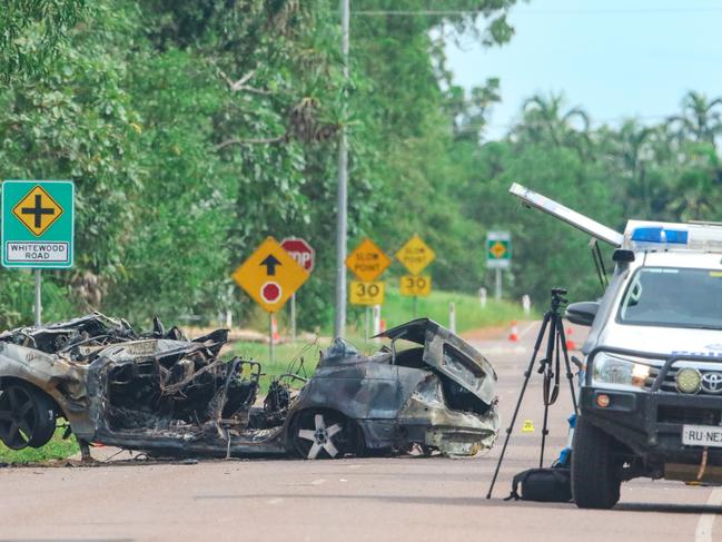 Four men killed in a horror smash at Howard Springs has left family members “shattered”. Picture: Glenn Campbell