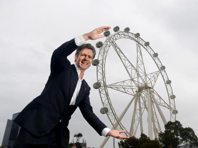 Lord Mayor Nicholas Reece at the Melbourne Star Observation Wheel at Docklands. Picture: Andrew Henshaw