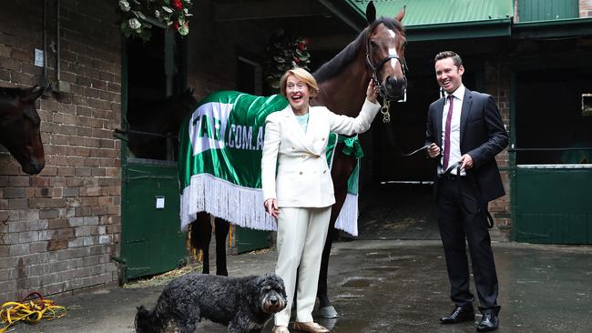 Trainers Gai Waterhouse and Adrian Bott with their horse English.