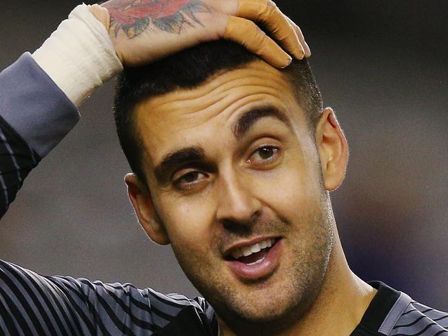 MELBOURNE, AUSTRALIA - JUNE 07:  Socceroos goalkeeper Adam Federici, who let a long range goal fly over his head when ell out on the field, reacts after the International Friendly match between the Australian Socceroos and Greece at Etihad Stadium on June 7, 2016 in Melbourne, Australia.  (Photo by Michael Dodge/Getty Images)