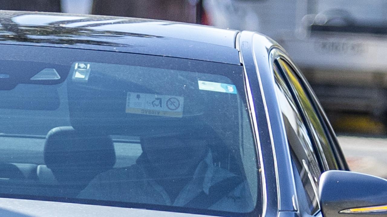 Embattled former television personality and former White Ribbon ambassador Andrew O'Keefe in a car leaving Silverwater Remand Centre. Picture: NCA NewsWire / Christian Gilles