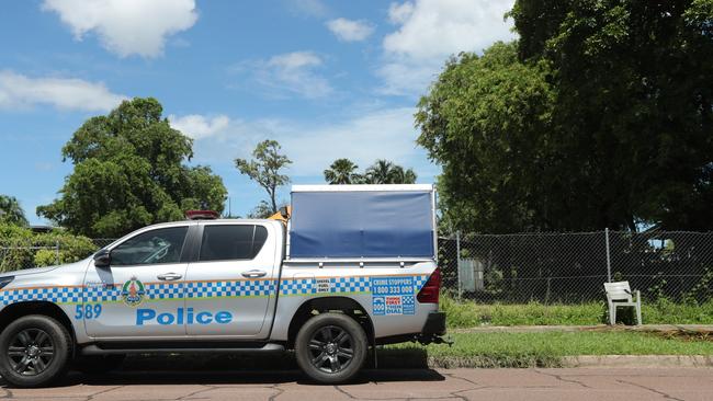 NT Police investigate a suspected domestic violence homicide after a 31-year-old woman allegedly fatally stabbed her 33-year-old partner and a 51-year-old woman at a home in Alawa on Friday, February 28. Picture: Zizi Averill