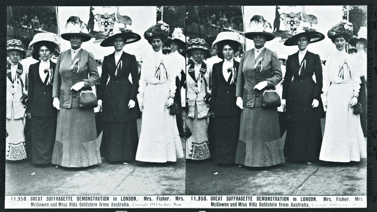 On the global stage … Vida Goldstein and other Australian women join a suffragette demonstration in London.