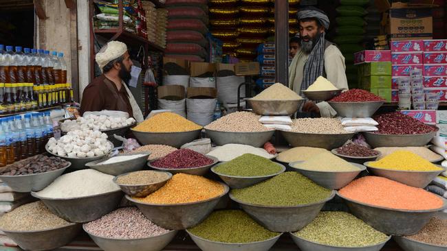 A shop selling pulses in Kandahar. Picture: AFP