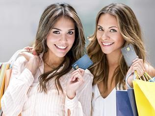 Shopping women with credit cards
