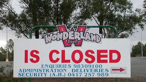 A sign after Wonderland shut up shop. Picture: Chris Watts