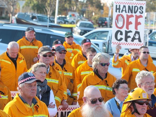 Volunteer firefighters run a rally at Bannockburn. Picture: Glenn Ferguson