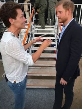 Prince Harry backstage with 1980s pop star, Richard Marx. Picture: Instagram