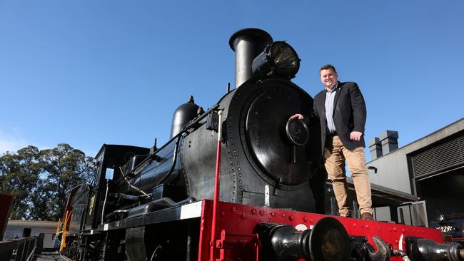 Wollondilly MP Nathaniel Smith poses at the NSW Rail Museum in Thirlmere. Picture: Robert Pozo