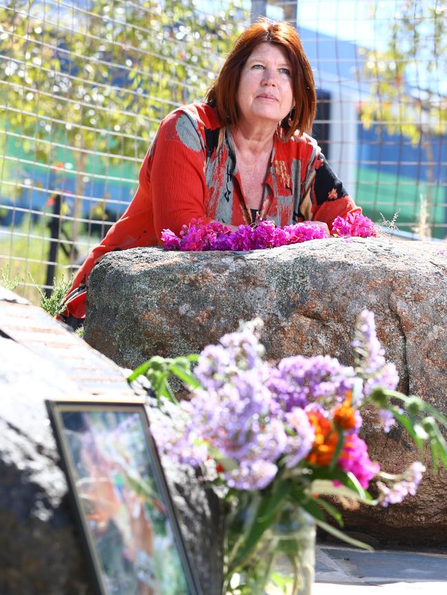 Pam Gurner-Hall at her partner’s memorial.