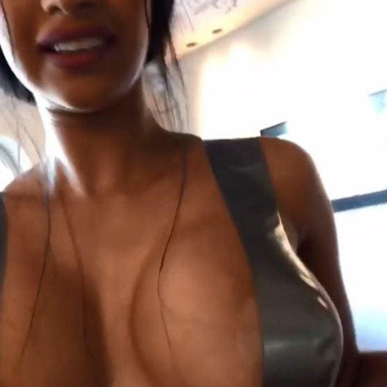 Cardi B exposes her boobs to promote her new movie