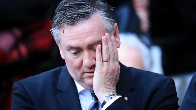 Eddie McGuire clashed with Damian Barrett. Picture: Mark Stewart