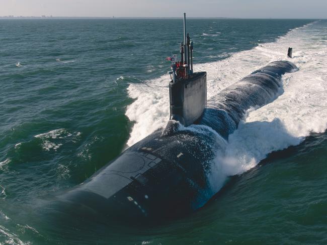 ATLANTIC OCEAN (Feb. 1, 2022) The future Virginia-class attack submarine Montana (SSN 794) conducts initial sea trials Feb. 1, 2022 in the Atlantic Ocean. Montana is the 10th Virginia-class submarine. (U.S. Navy photo courtesy of HII by Ashley Cowan)