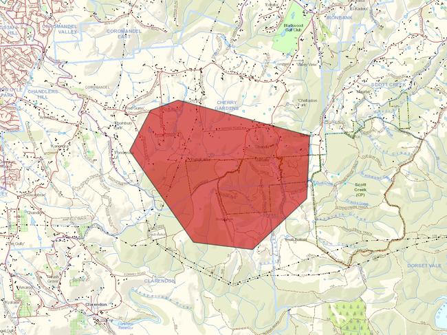 Emergency warning for Cherry Gardens fire. Picture: CFS