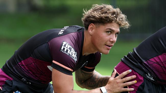 Reece Walsh at Brisbane Broncos training at Red Hill. Pics Adam Head