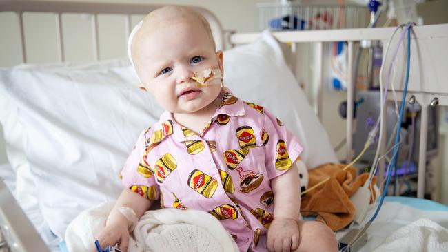 Little Marilou, 1, has undergone brain surgery and chemotherapy at the Royal Children’s Hospital. Picture: Mark Stewart