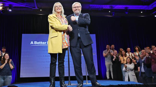 Madonna Jarrett, Labor's candidate for Brisbane, pictured with Kevin Rudd. Picture: Sam Ruttyn