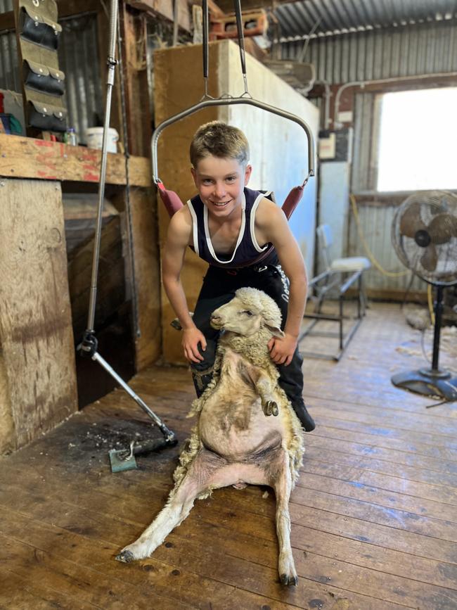 Charlie Dunn, 12, of Culcairn in southern NSW is making his mark on the shearing industry.