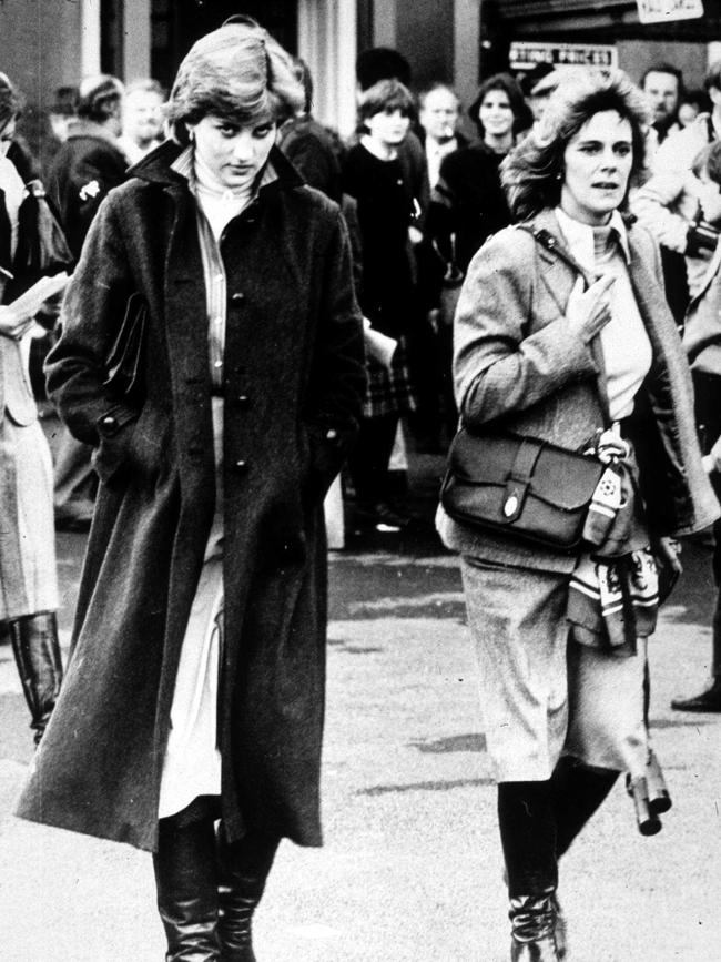 Lady Diana Spencer and Camilla Parker-Bowles at Ludlow Races in 1980.