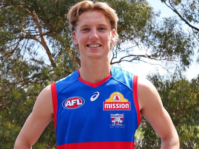 Western Bulldogs draftee Lachie Jaques in his new colours. Picture: Western Bulldogs