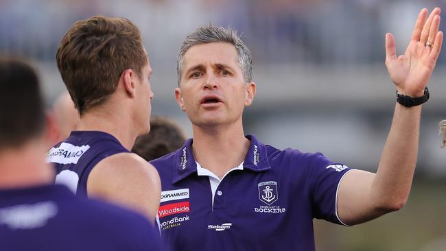 Longmuir played 139 games for the Dockers prior to his coaching career. (Photo by Will Russell/AFL Photos via Getty Images)