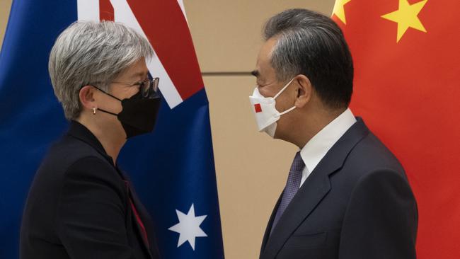 Foreign Minister Penny Wong meets her Chinese counterpart Wang Yi in New York. Picture: DFAT via NCA NewsWire