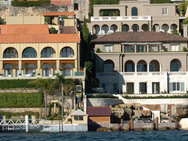 Waterfront mansion (R) at 100 Wolseley Road in Point Piper, Sydney, home of recruitment king Andrew Banks.