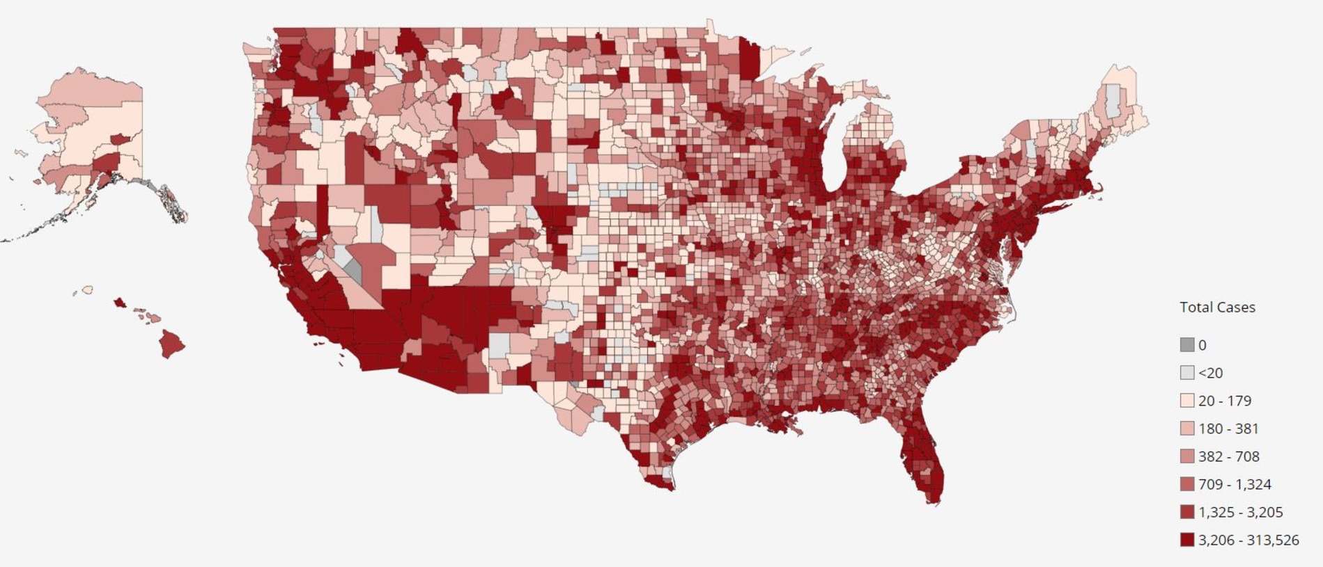 United States COVID-19 Cases and Deaths by County. Picture: CDC