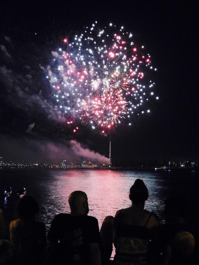 Fireworks from Newcastle Foreshore. Picture by Peter Lorimer.