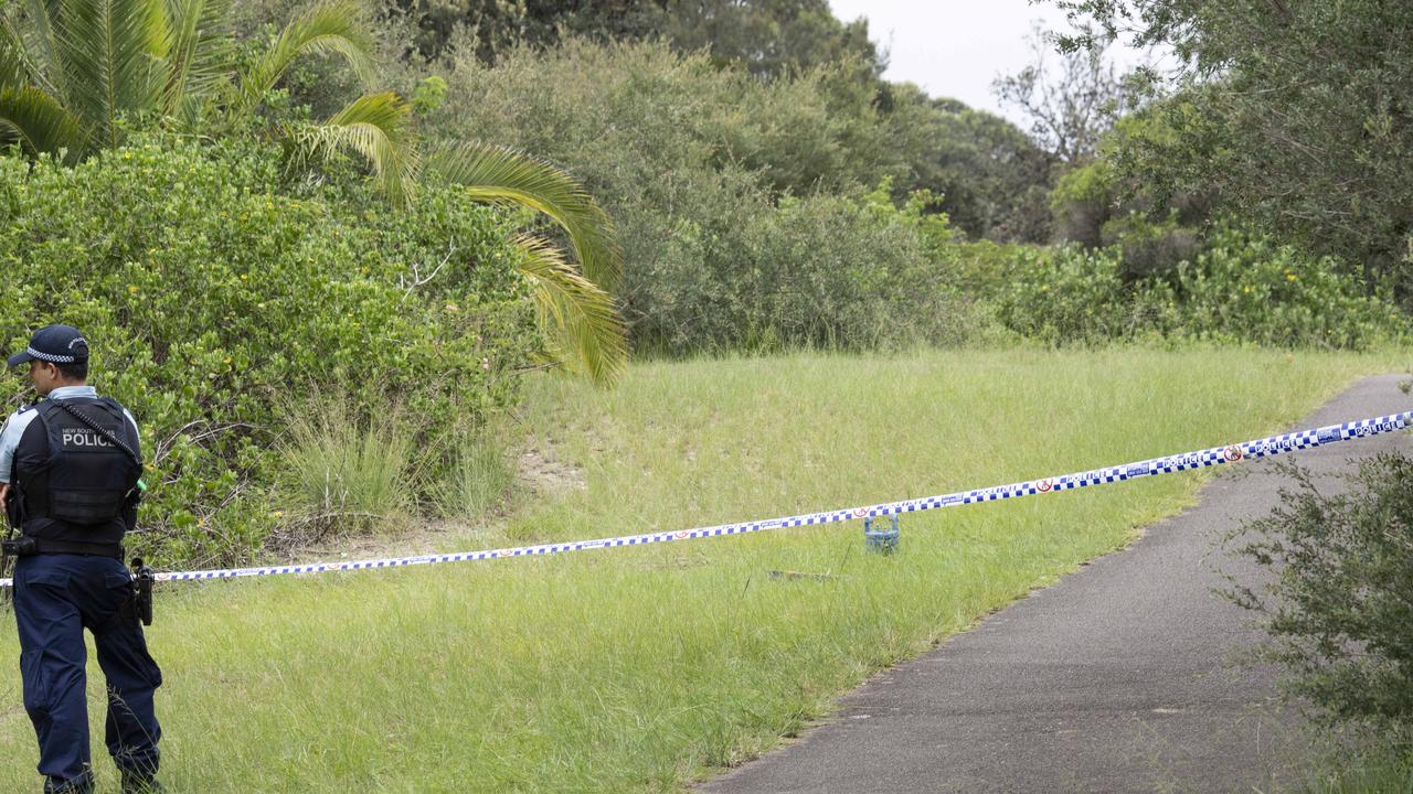 Police tape near the bushland where the body was found. Picture: NewsWire/ Monique Harmer