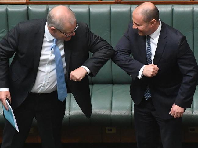 Prime Minister Scott Morrison (left) with Treasurer Josh Frydenberg. Picture: Getty Images