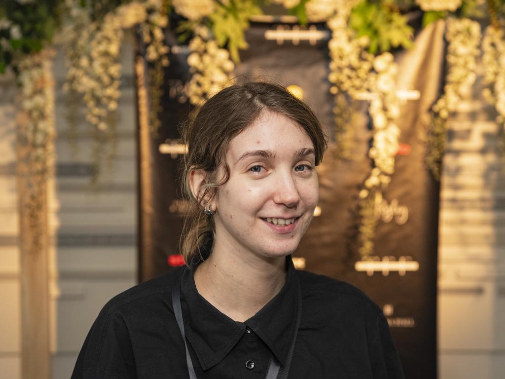 Margherita Gatto takes a break from being a crew member at the Toowoomba Fashion Festival at The Armitage Centre, Saturday, March 16, 2024. Picture: Kevin Farmer