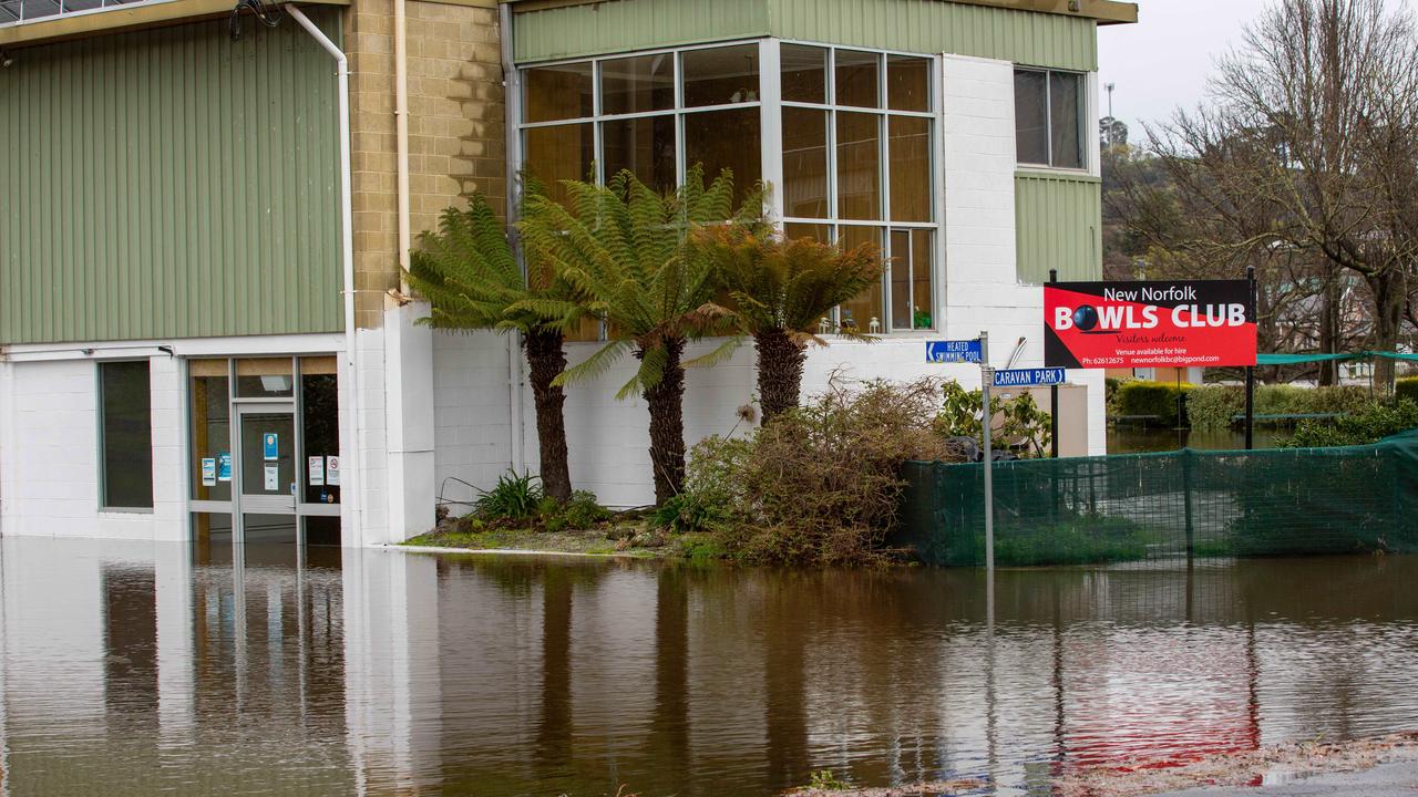 New Norfolk Bowls club has been extensively flooded. Picture: Linda Higginson