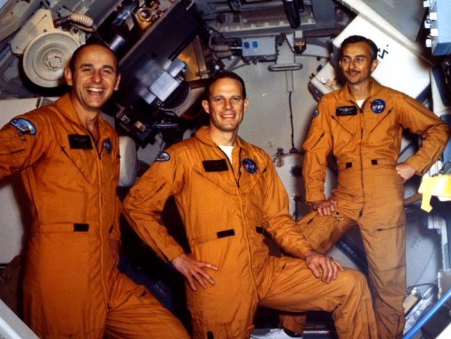 Skylab 3 astronauts Alan L. Bean, Owen K. Garriott, and Jack R. Lousma spent 59 days and 11 hours in orbit.