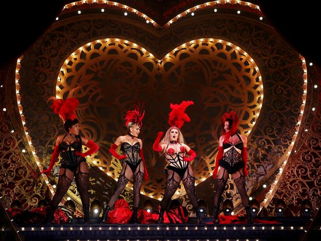 SYDNEY, AUSTRALIA - JUNE 02: Actors perform during a media call for Moulin Rouge! The Musical at Capitol Theatre on June 02, 2022 in Sydney, Australia. (Photo by Don Arnold/WireImage)