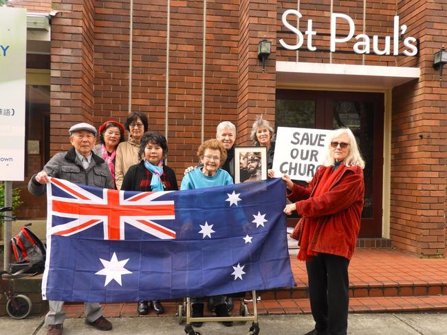 Parishioners outside St Paul’s church in Bankstown.