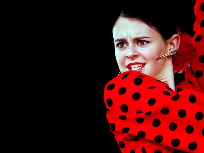 Spanish flamenco Castanuelas dancers, danielle grant at the moon festival in 2003. Picture: Daniel Griffiths.