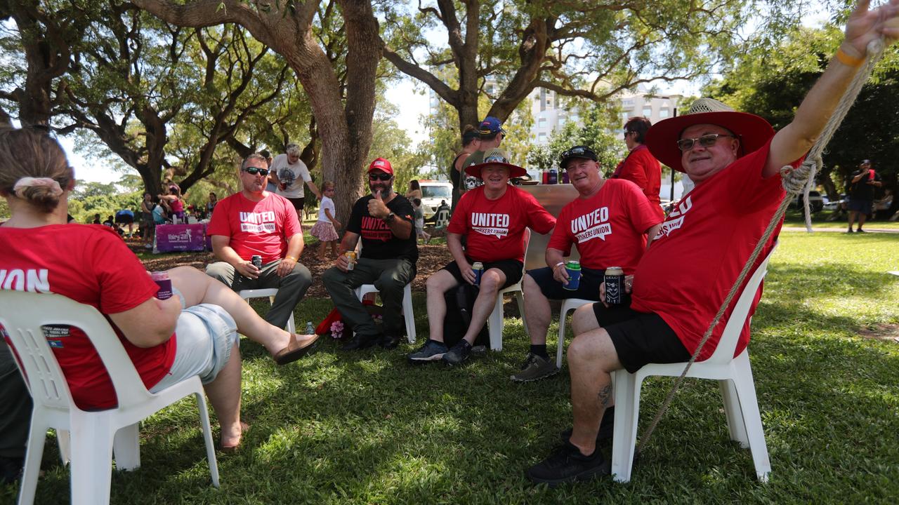 United Workers Union members relaxing after the annual Darwin May Day march on Monday, May 5. Picture: Zizi Averill