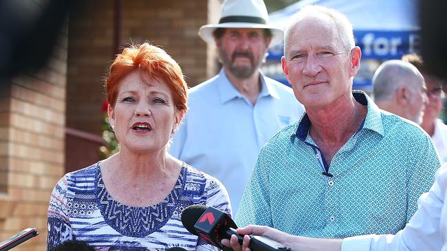 One Nation Senator Pauline Hanson and Queensland party leader Steve Dickson. Picture: Lisa Maree Williams/Getty Images