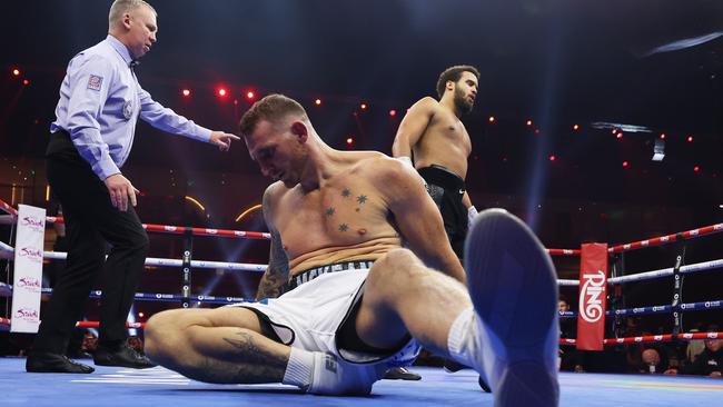 Demsey McKean was sent to the canvas twice in the first round. (Photo by Richard Pelham/Getty Images)