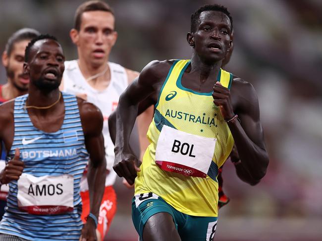 TOKYO, JAPAN - AUGUST 04:  Peter Bol of Team Australia competes in the Men's 800m Final on day twelve of the Tokyo 2020 Olympic Games at Olympic Stadium on August 04, 2021 in Tokyo, Japan. (Photo by Ryan Pierse/Getty Images)