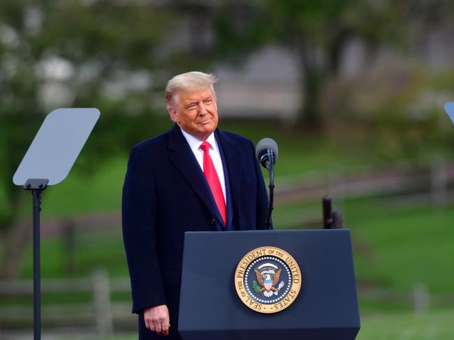 US President Donald Trump addresses supporters during a rally in Newtown, Pennsylvania. Trump is holding four rallies across Pennsylvania. Picture: AFP