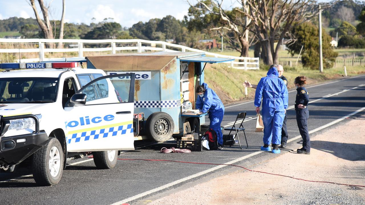 A crime scene at Pardoe Rd, Wesley Vale, where a Tasmanian man in his sixties was discovered deceased about 6am this morning. Picture: Alex Treacy