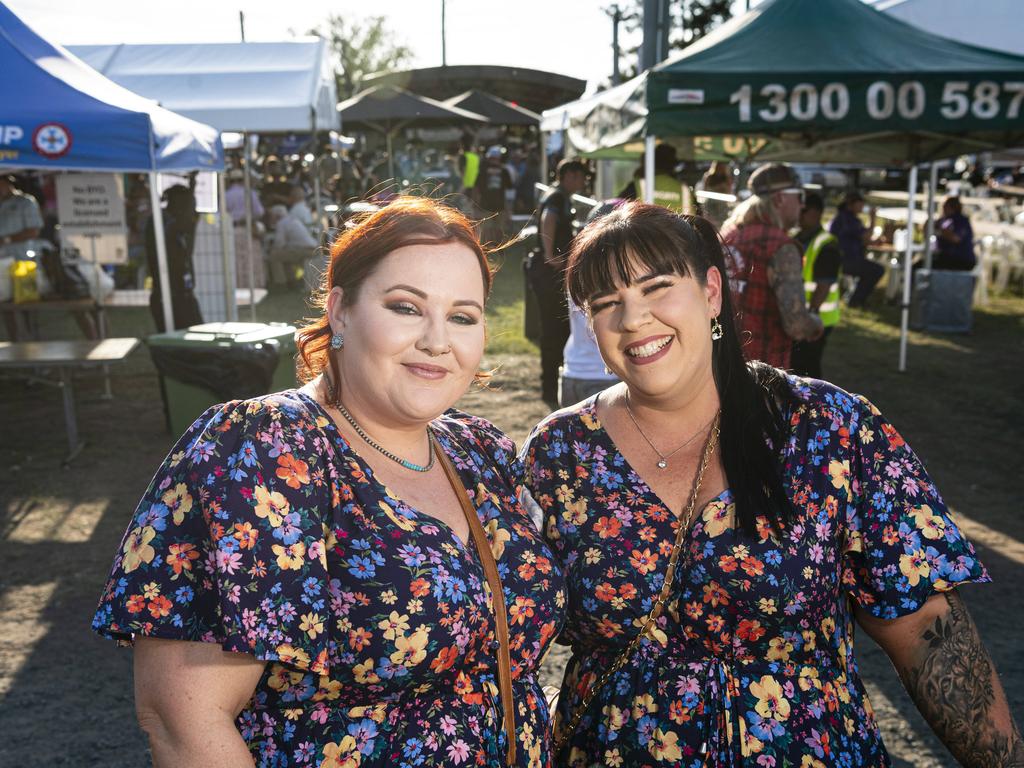 Chloe Pavey (left) and Bec Howe at Lights on the Hill Trucking Memorial at Gatton Showgrounds, Saturday, October 5, 2024. Picture: Kevin Farmer