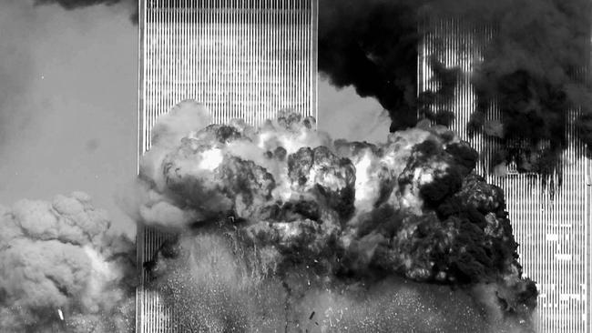 Hijacked United Airlines flight 175 crashes into the south tower of the World Trade Centre in New York on September 11, 2001. Picture: Getty Images
