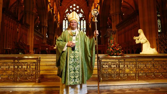 13/08/2017. Archbishop Anthony Fisher, pictured at St Mary's Cathedral in Sydney after Mass on Sunday. Britta Campion / The Australian