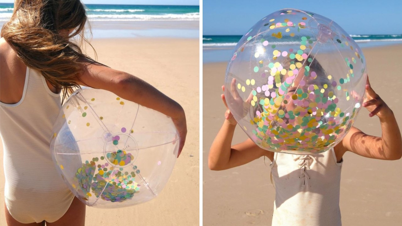 Sunnylife Inflatable Confetti Beach Ball. Picture: Sunnylife.